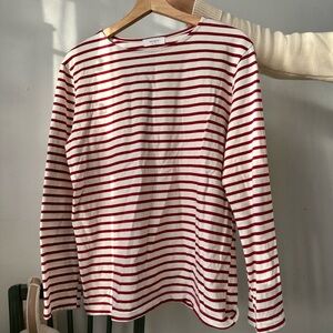 Able & Co white and red long sleeve top S